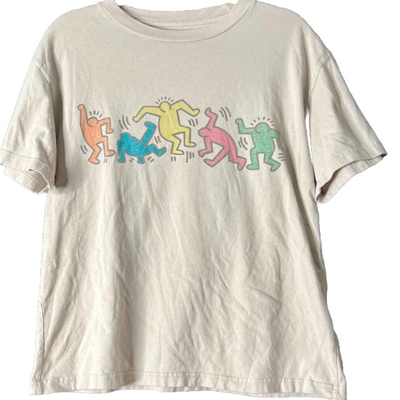 🤩 NEW ITEM! Abercrombie & Fitch Keith Haring Men’s Oversized Tshirt Gray Vintage - Picture 5 of 8